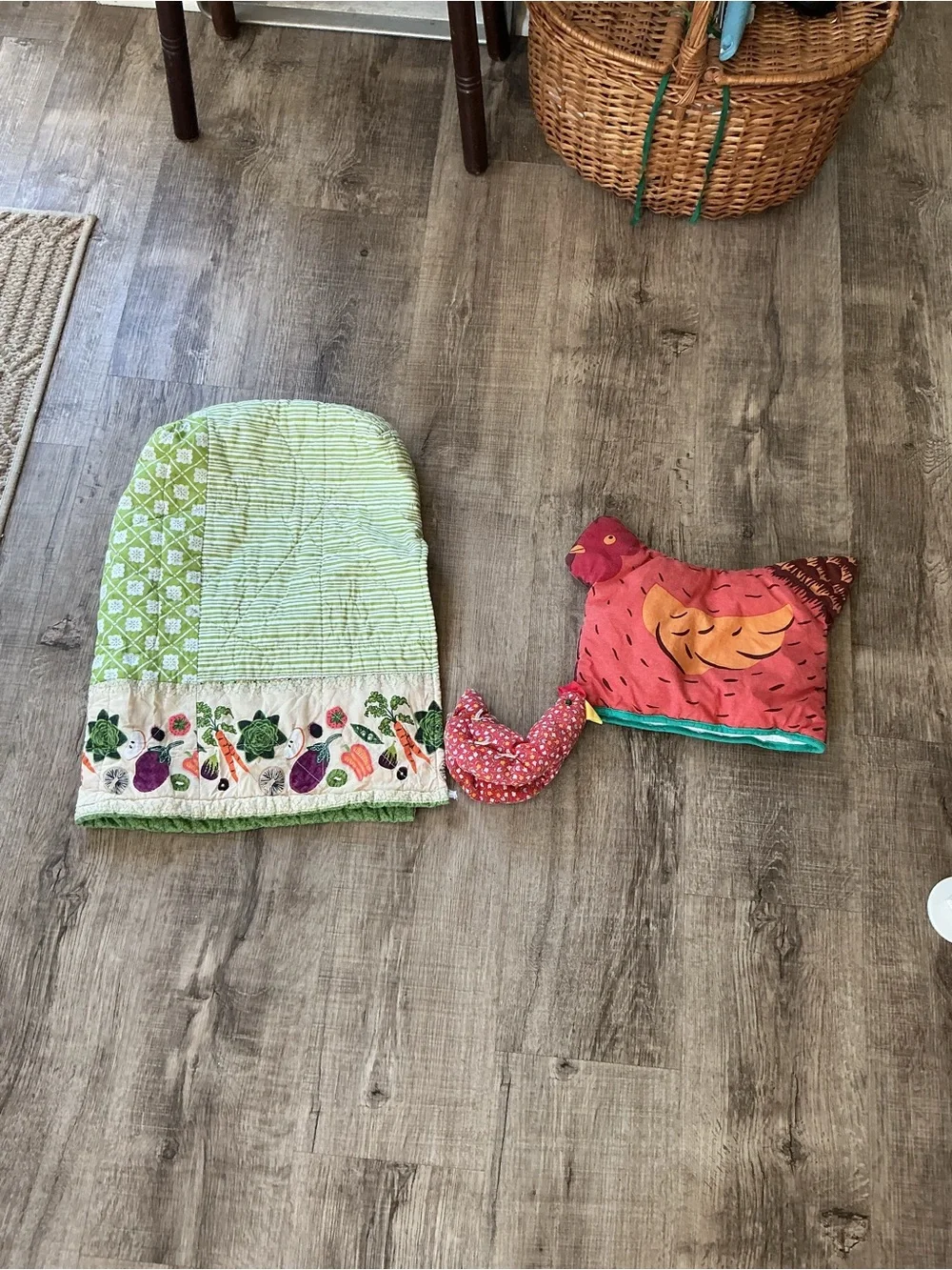 Vintage Quilted Country Kitchen Set Chicken Farmhouse Vegetable Appliance Cover